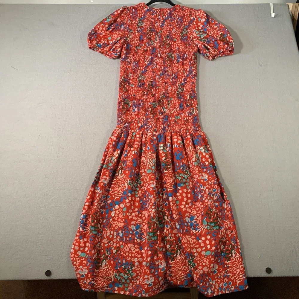 Never Fully Dressed Scarlett Red Cheetah Print Smocked‎ Dress Size 6 - Picture 8 of 8